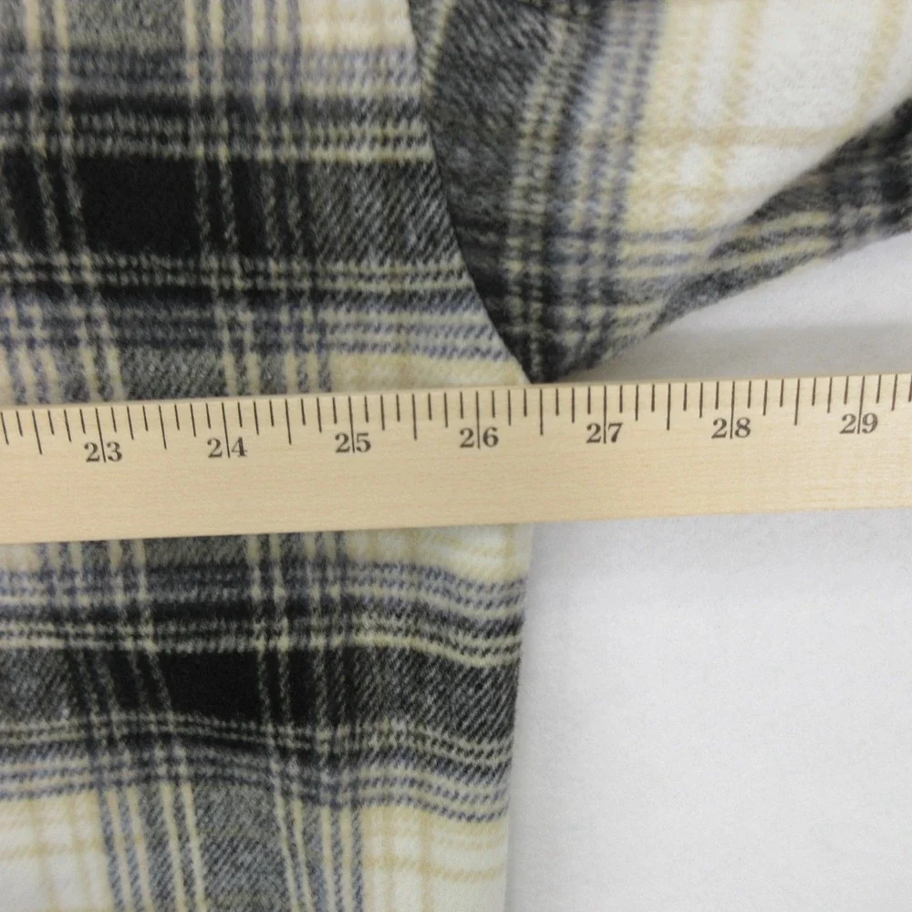 Banana Republic Mens Shirt Jacket Shacket Size XL Plaid Wool Blend Black Cream